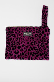LEOPARD VELVET MAGENTA CLUTCH (2)
